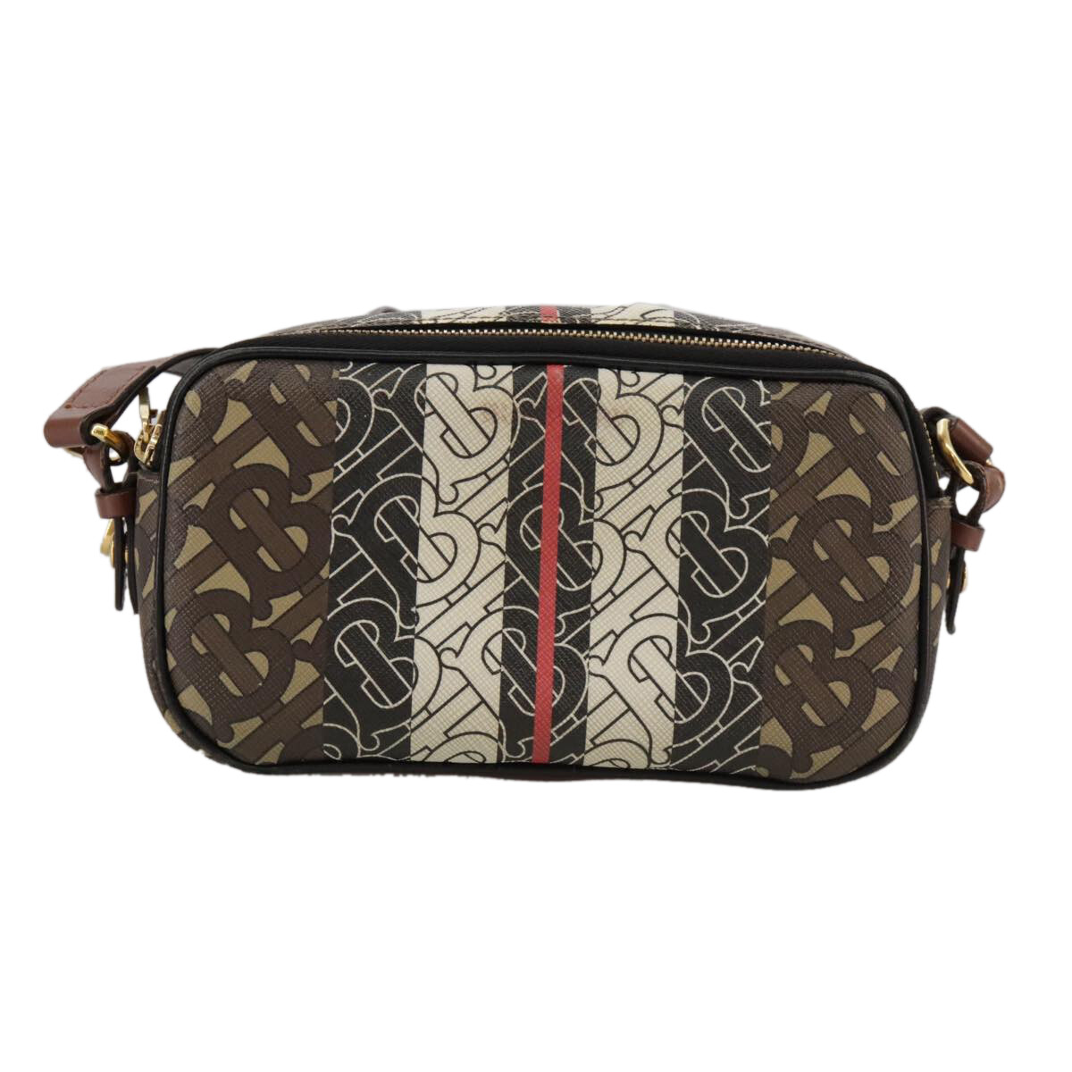 BURBERRY ハンドバッグ BURBERRY Monogram Stripe Shoulder Bag PVC Leather Brown Auth