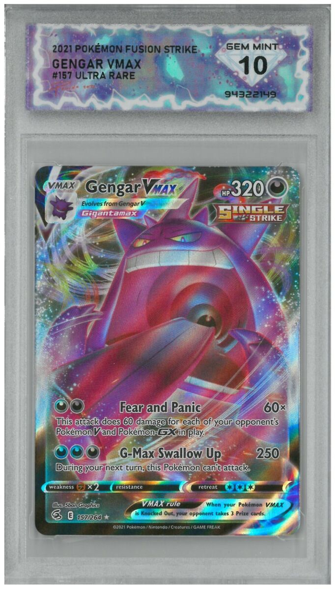 Pokemon Card CGC GEM MINT 10 GENGAR VMax 157/264 Fusion Strike 2021