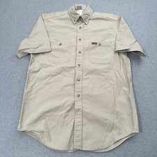 Carhartt Mens Beige Canvas Button Front Work Shirt S/S S18 STN Size M Pocket