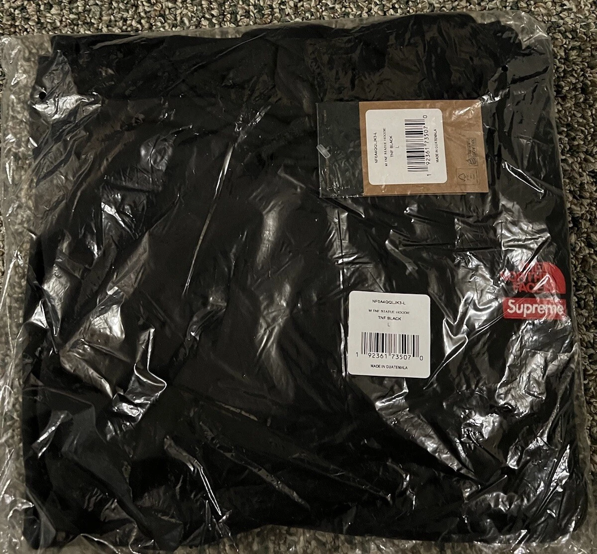 Sweat à capuche noir Supreme TNF taille L Statue de la Liberté FW19 neuf