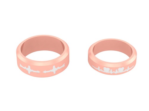 Matching Heartbeat Wedding Bands For Couple His and Hers Promise Rings In Silver - Picture 5 of 14