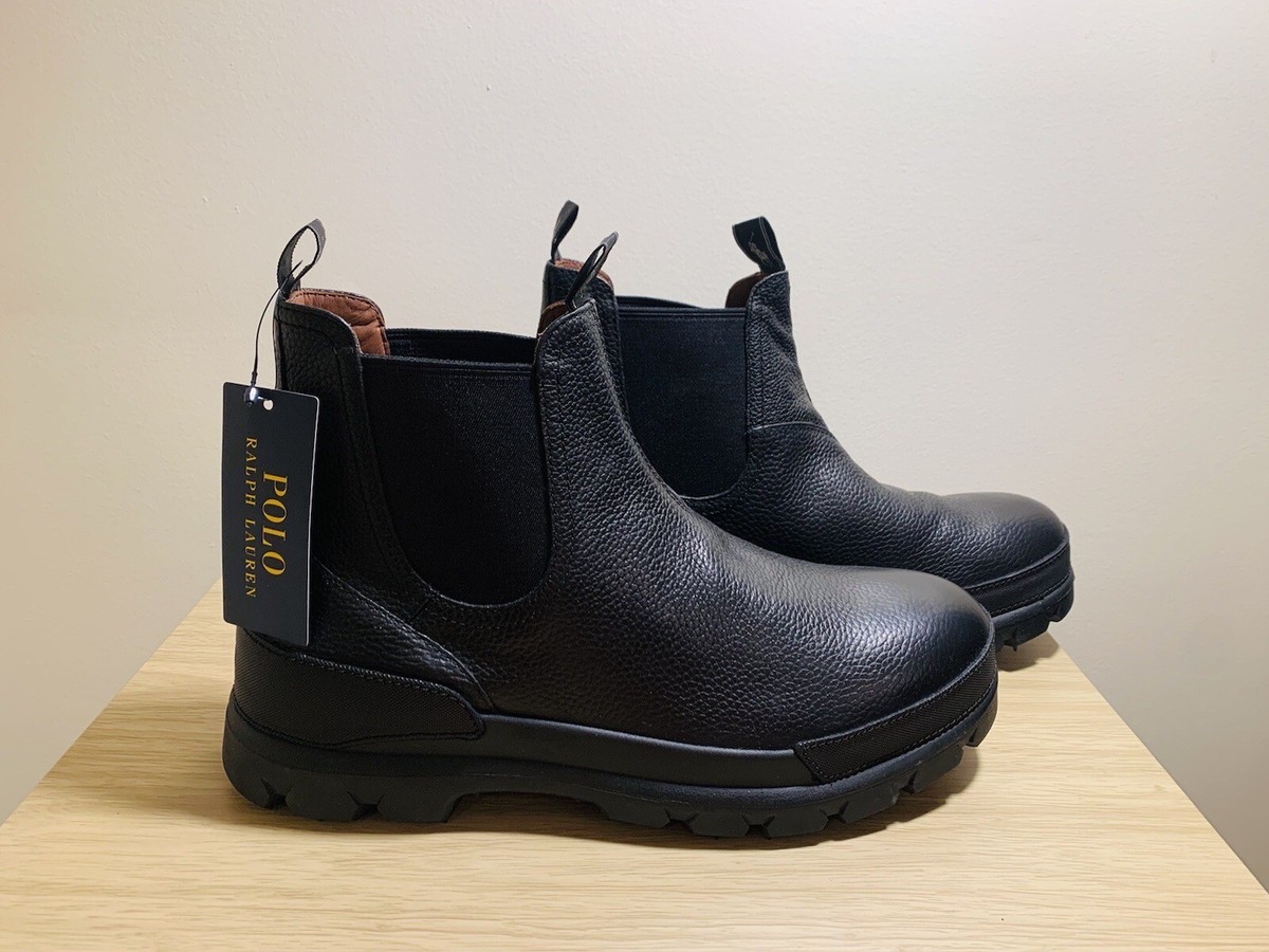 Polo Ralph Lauren Oslo leather chelsea boots black NWOB size