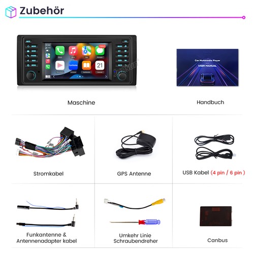 Für BMW 5er E39 X5 E53 7er E38 Android 13 Carplay Autoradio GPS NAVI RDS BT DAB+ - Bild 14 von 14