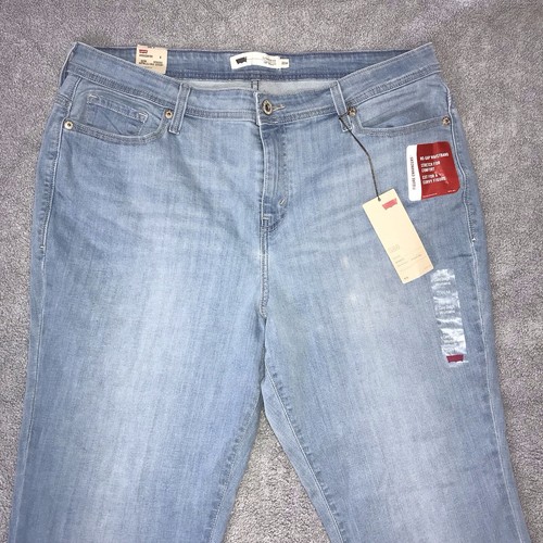 Pantalones de mezclilla para mujer Levis 580 20 W curvilíneos rectos medianos azules bolsillos elásticos nuevos con etiquetas - Imagen 2 de 11