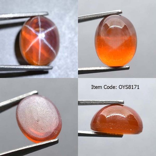 Cabujón corindón estrella naranja ovalada 11x9 mm zafiro 6 rayos laboratorio - Imagen 7 de 25