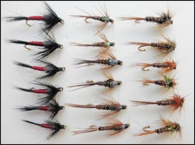 Nymph Trout Flies, 18 Crunchers, Flash Pheasant Tail & Iron Blues, 10/12/14
