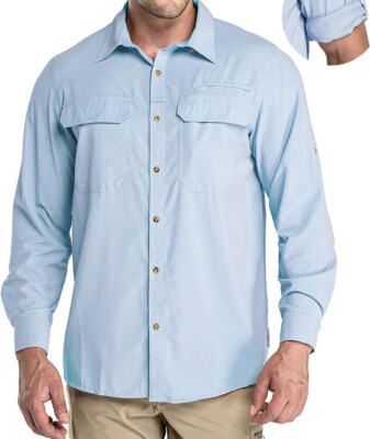 33,000ft Men's Long Sleeve Fishing Shirt Size XXXL Blue UPF 50+ UV Quick Dry