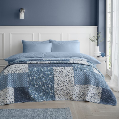 Colcha Bianca Edición Limitada Patchwork Floral 100% Algodón 220 x 230cm Azul - Imagen 6 de 10