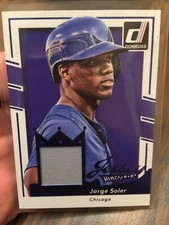 JORGE SOLER 2016 DONRUSS "JERSEY KINGS" CHICAGO CUBS CHAMP USADO PARCHE RELIQUIA