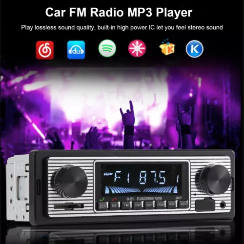 Single Din Bluetooth Vintage Car Stereo FM Radio USB Audio Receiver MP3 Player
