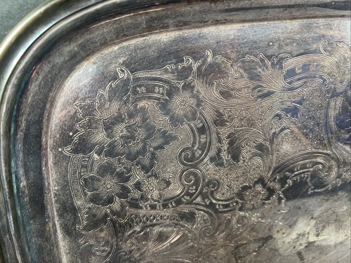Vintage Gorham YC1907 Silver Plate Serving Tray Butler Platter 21x15 w/ Handles - Picture 3 of 7