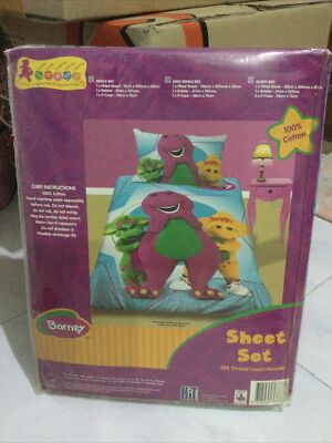 New Barney 3 Pieces bedsheet fitted sheet pillow case bolster case king single