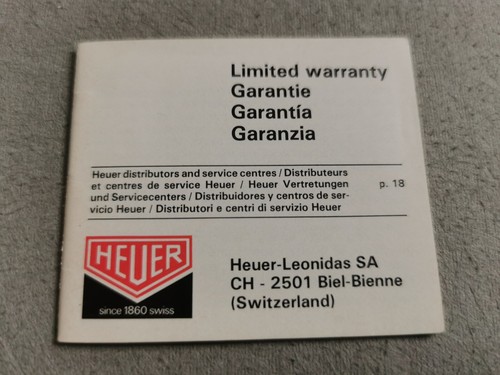 Heuer seltenes Vintage schwarzes Garantieheft für alle Modelle leer Newoldstock - Bild 2 von 8