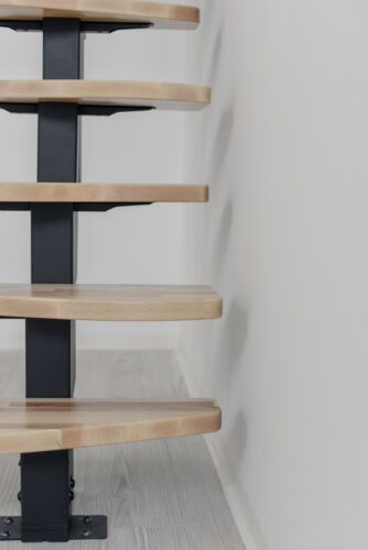 Indoor Space-Saving Straight Staircase Kit Central Stringer Beech Alternate Step - Picture 4 of 24