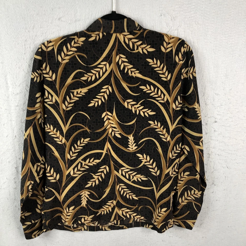 Top Norton McNaughton Mujer PS Petite Pequeño Marrón Hojas 100% Seda Carrera Iglesia Foto 2 de 4