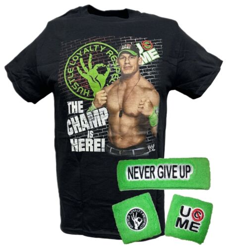 John Cena Kids Neon Champ T-shirt Headband Wristband Boys Youth Juvy Costume Set