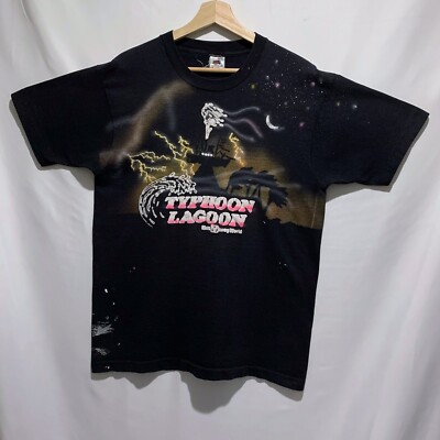 90s disney TYPHOON RANGOON ロンT DM425 Vintage 90s Typhoon Lagoon Walt Disney World All Over Print