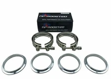 Set of 2 V-Band Flange & Clamps for 3" Turbocharger Outlet to VBand Exhaust Pipe