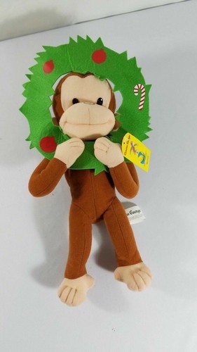 CURIOUS GEORGE WITH HIS CHRISTMAS WREATH kellytoy 2006 - Afbeelding 1 van 4