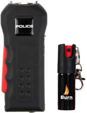 POLICE Stun Gun Burn Pepper Spray Combo Self Defense 512 Black