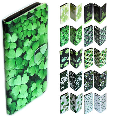 For HTC Series - Shamrock Clover Theme Print Wallet Mobile Phone Case Cover