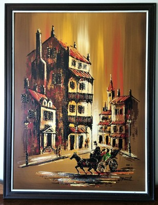 Vtg Mcm 1960 S Van Gaard Studios Framed Painting Drip Art Style