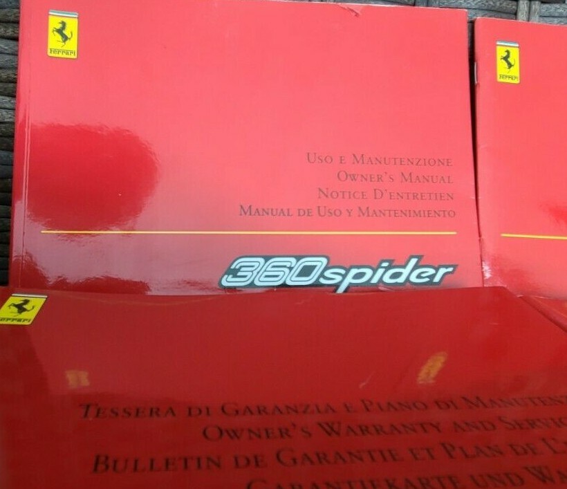 2002 Ferrari 360 Spyder Owners Manual Set No Leather Pouch