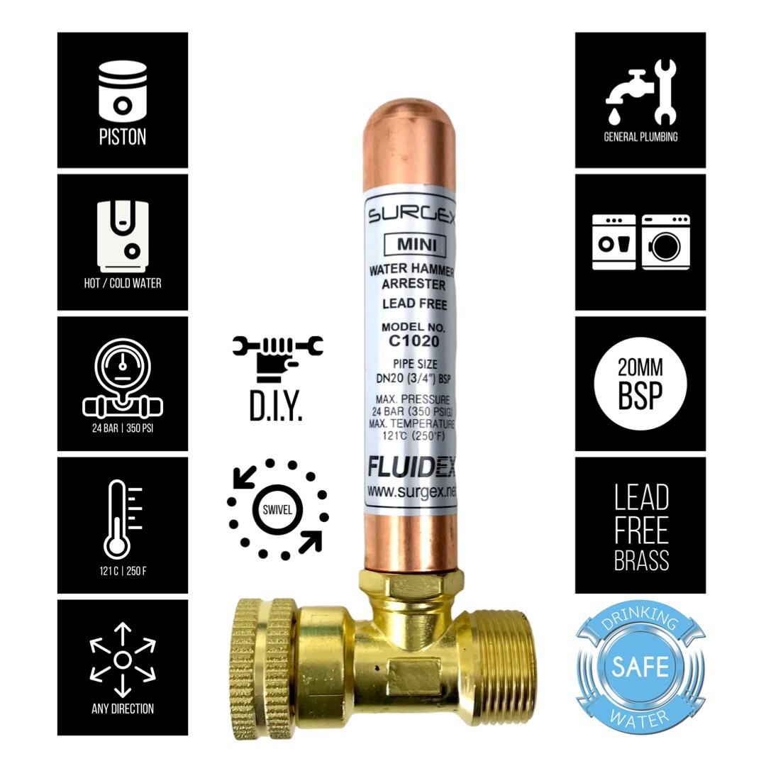 SURGEx Dishwasher Water Hammer Arrester/Arrestor MINI C1020 d20 24B LEAD FREE eBay