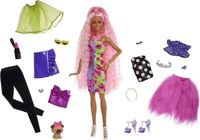 Barbie Extra Deluxe Puppe - HGR60 Mattel - Styling-Zubehör und Tier - NEU 
