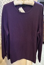 Talbots plus 2X Luxe 100  cashmere purple scoop neck sweater NWT FAB 