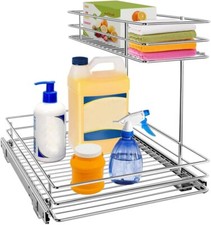 Pull Out Cabinet Organizer Slide Out Drawers 12.6W x 16.5D x 13H Chrome