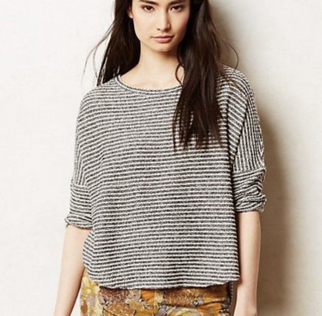 Anthropologie Deletta Striped Cutout Dolman Knit Sweater TB8736 Anthropologie Deletta Striped Cutout Dolman Knit Sweater TB8736