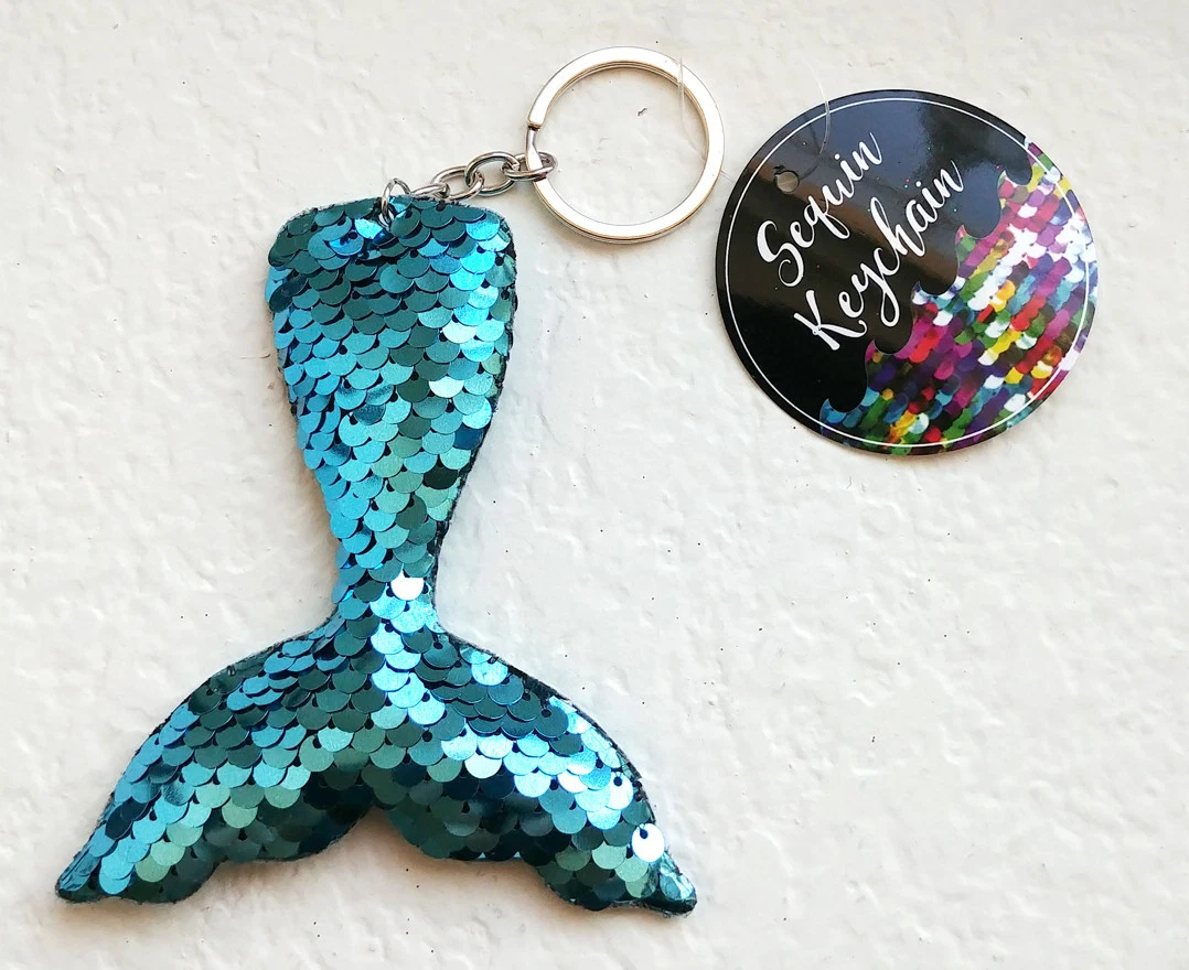 NWT SIEN Reversible Sequin Glitter Keychain Keyring Mermaid