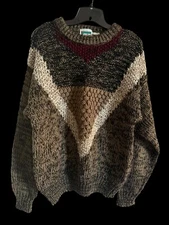 VTG DCL MEN’S 80s SIZE XL DAD HAND KNIT ACRYLIC SWEATER NEW WORLD IMPORTS KOREA