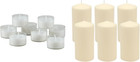48 Pack Unscented Tea Light Candles & 6 Pack Ivory Pillar Candles, 3X6