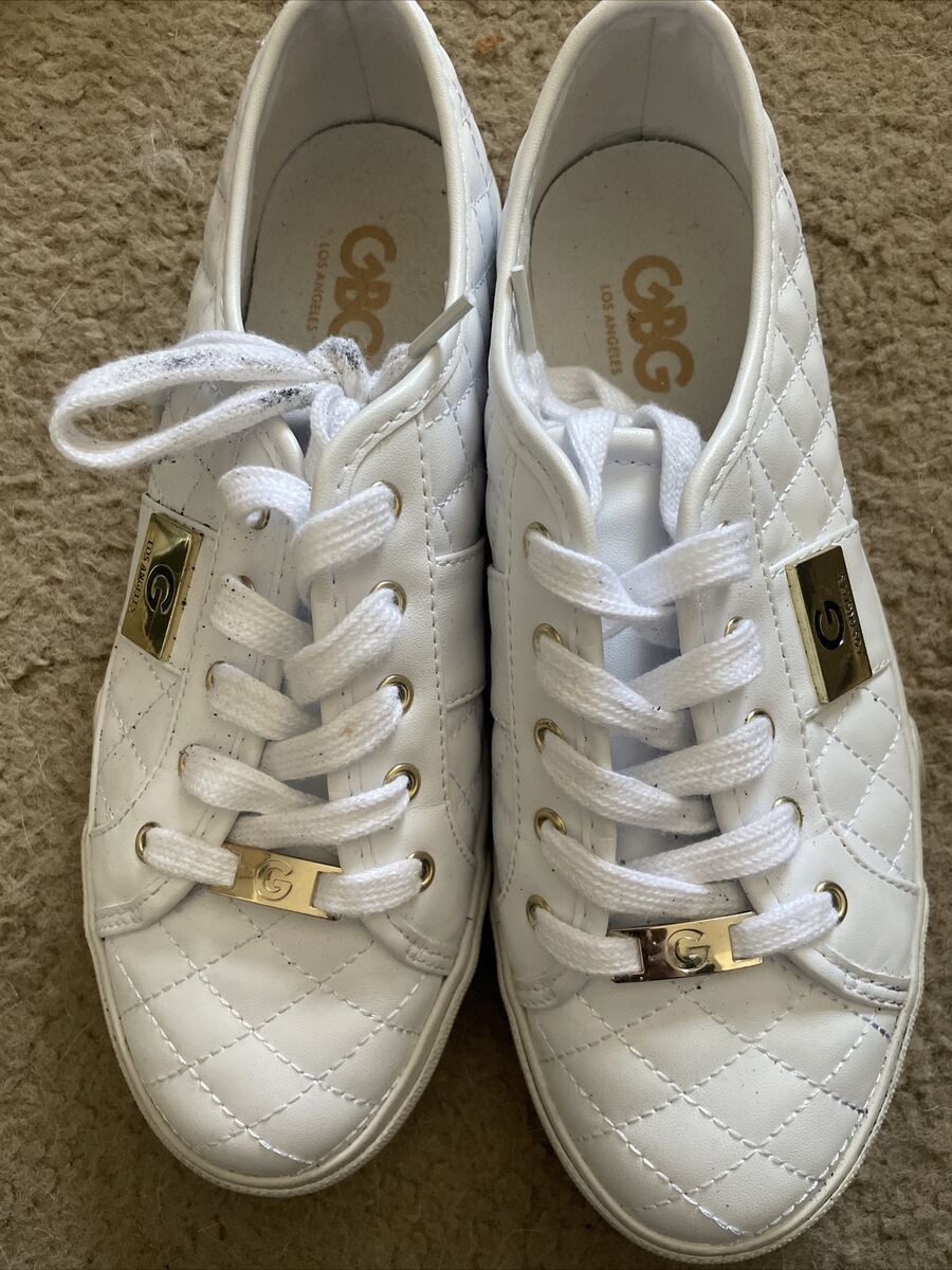GBG Los Angeles White And Gold Tennis Shoes Women's Size 9 GBG Los Angeles White And Gold Tennis Shoes Women's Size 9