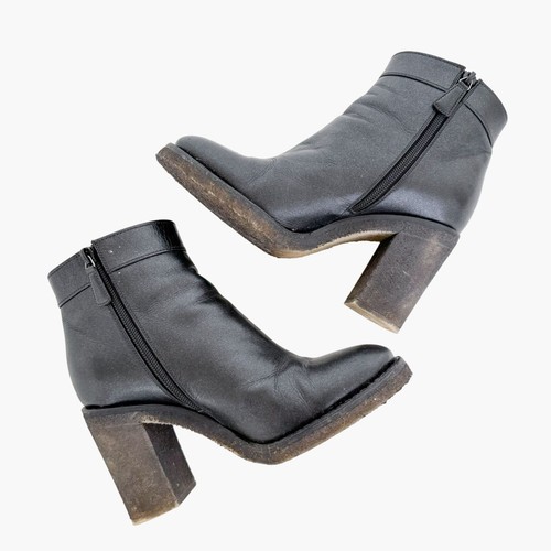 Chanel CC Turnlock Ankle Boots EU 38 US 7-7.5 Black Glitter Block Heel Bootie - Picture 8 of 14