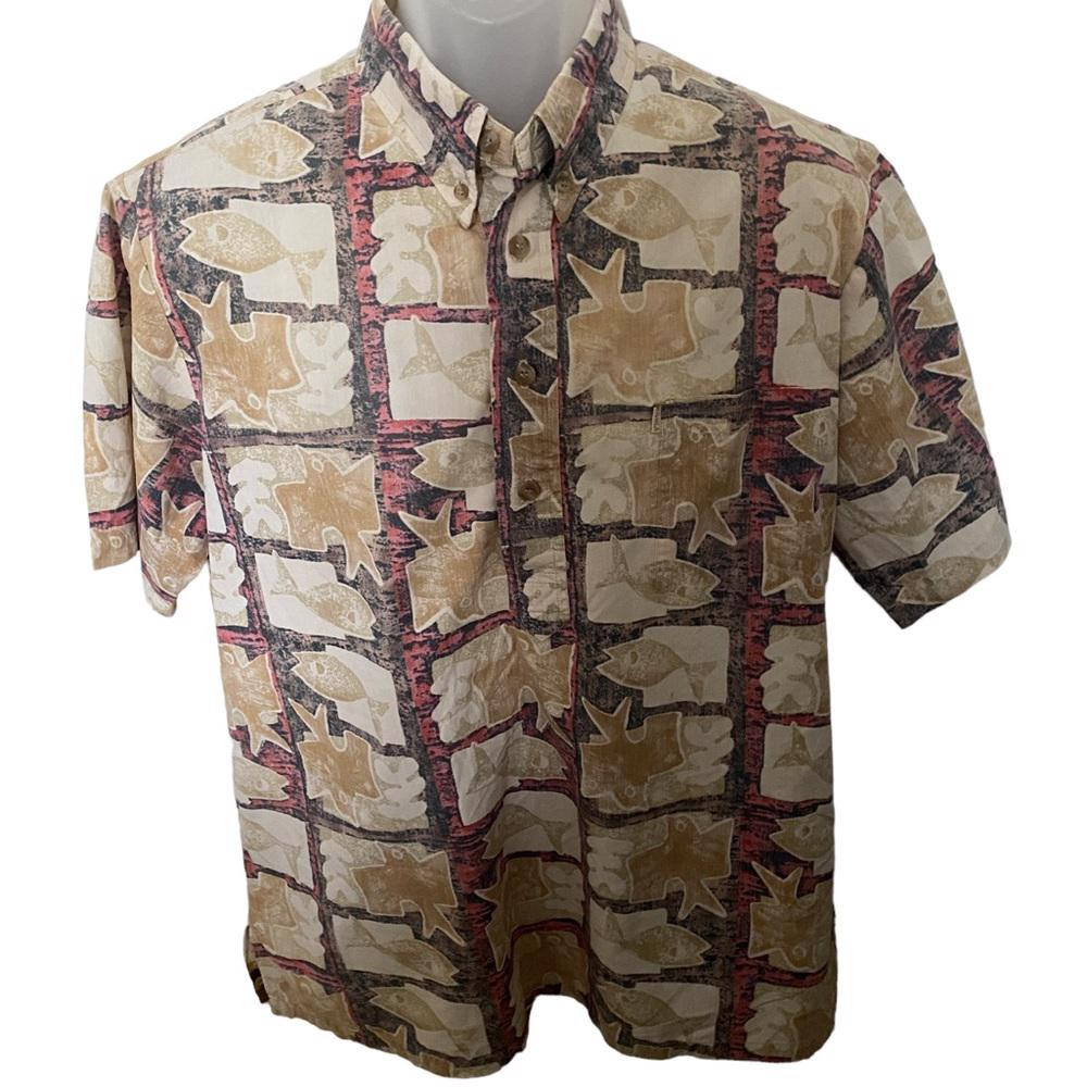 KAHALA Aloha Hawaiian Fish & Coral Shirt Men L Large Gem