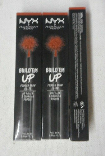 3 tube lot NYX BUILD EM UP POWDER BROW FILLER BUBP04 AUBURN unsealed NIB - Picture 2 of 4