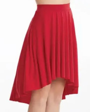 New WEISSMAN Matte Jersey Midi Skirt S10467 RED Pull-On Swing Dance IC INT.CHILD