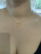 18k 18ct Lady’s 40cm Gold Filled Chain Necklace With Small Initial Letter L