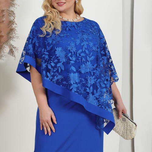 Plus Size Women's Lace Half Sleeve Midi Dress Party Evening Gown Pencil Dresses - Picture 12 of 14