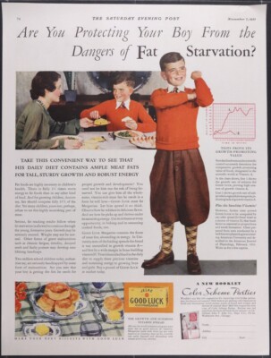 Vintage Magazine Ad 1931 Jelke Good Luck Margarine Boy Flexing Muscle Knickers