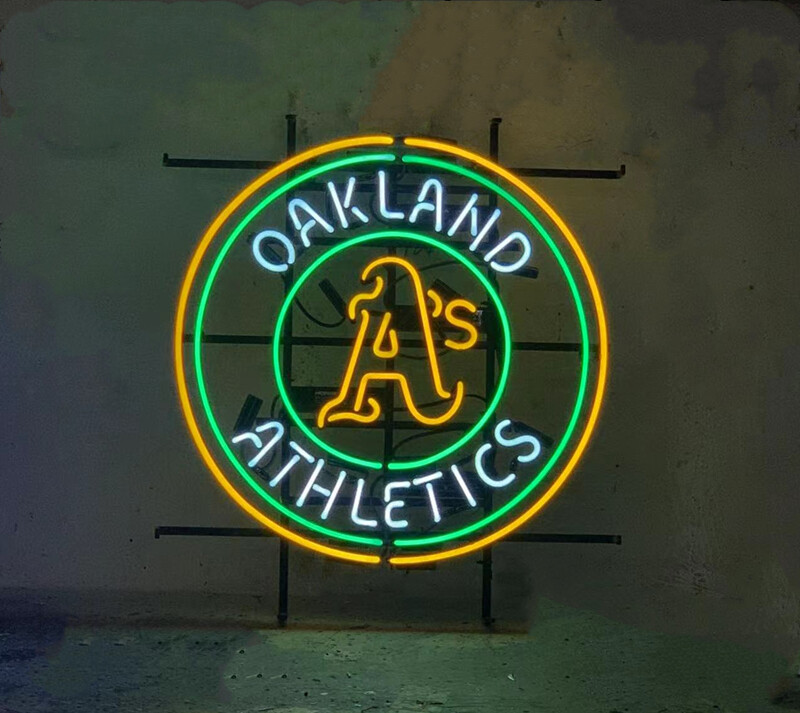 Oakland Athletics Neon Sign Real Glass Custom Man Cave Wall Window Decor 24