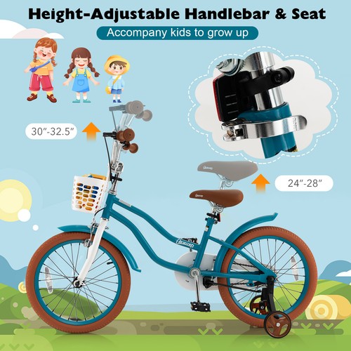 18" Kids Bike Toddler Bicycle w/Training Wheel Kickstand for 4-8 Years Old Girl - Picture 5 of 9
