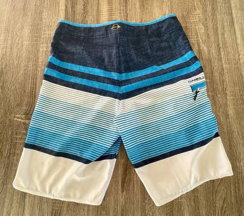 O'Neil Hyperfreak Board Shorts Mens Size 30 Blue White Striped Draw String GUC - Picture 8 of 11