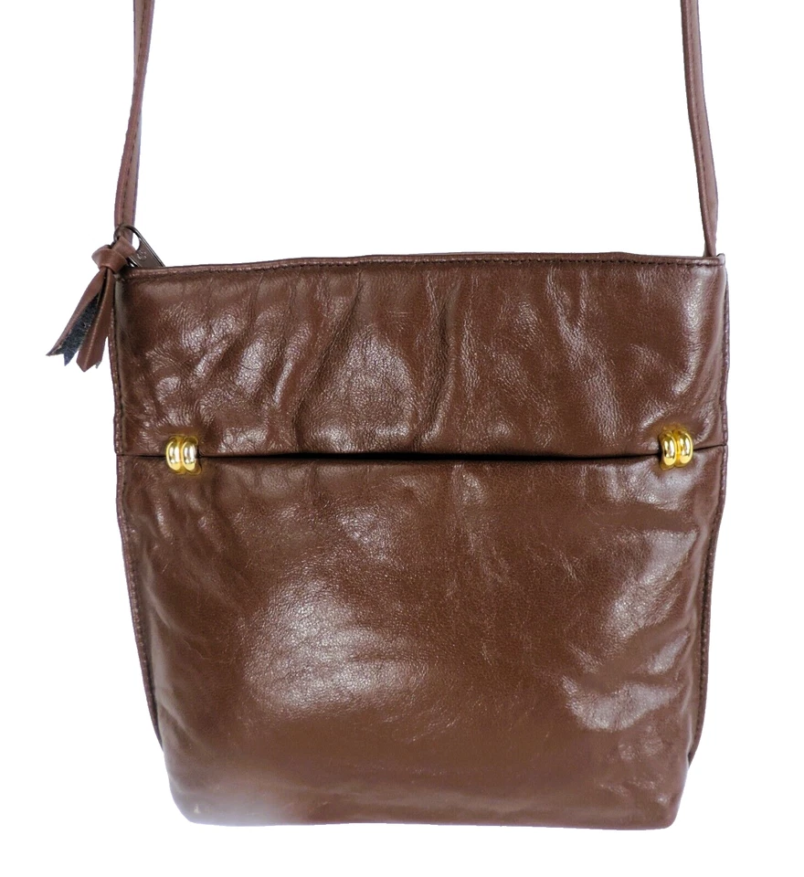 BECHAMEL Bandolera Bolso de Hombro Cartera Bolso de Mano Marrón Cuero Vegano Cierre de Cremallera Foto 2 de 4