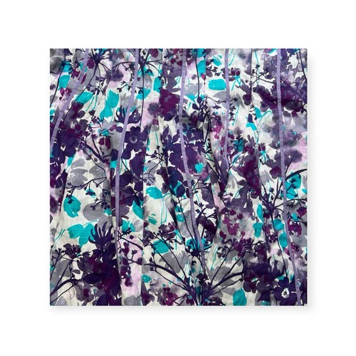Vintage Floral Pleated Skirt PerUna Purple Blue Watercolour Print Womens Size 18 - Picture 5 of 6
