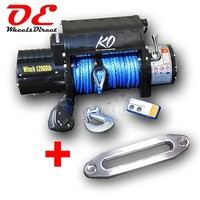 Ko Offroad 12,000 Winch Wireless Remote Synthetic Rope 85' Hawse Fairlead Hook Ko Offroad 12,000 Winch Wireless Remote Synthetic Rope 85' Hawse Fairlead Hook