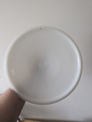 Large Vintage Federal USA Caserole & Lid, Milkglass, Retro Blue Flower 24cm, Mcm - Picture 9 of 10